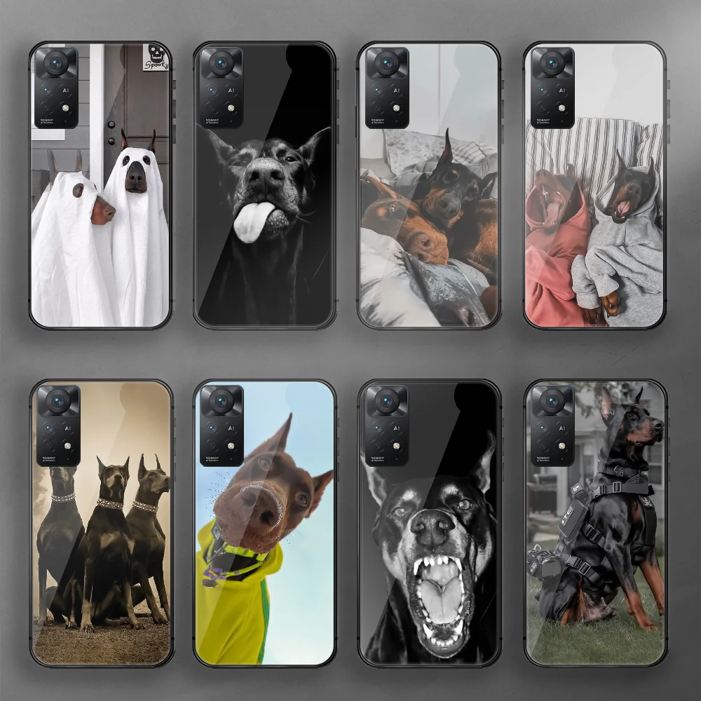

Dobermann Cute Dog Tempered Glass Phone Case Cover For Xiaomi Redmi Note 7 8 9 10 11 12 S Pro Plus 5G 9C 10C