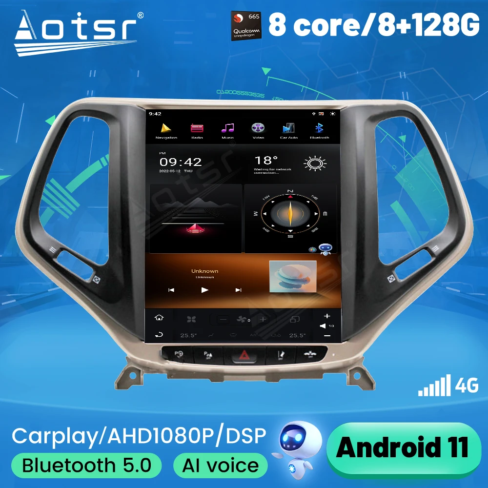 

Tesla Screen For JEEP Cherokee 2014 2015 2016 - 2019 Car GPS Navigation Android Radio Multimedia Video Player Autoradio Stereo