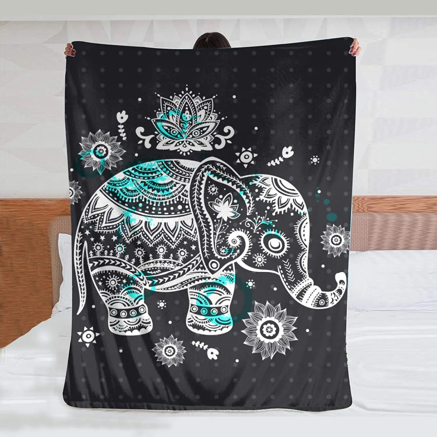 

Mandala Elephant Throw Blanket Warm Ultra-Soft Micro Fleece Blanket for Bed Couch Living Room