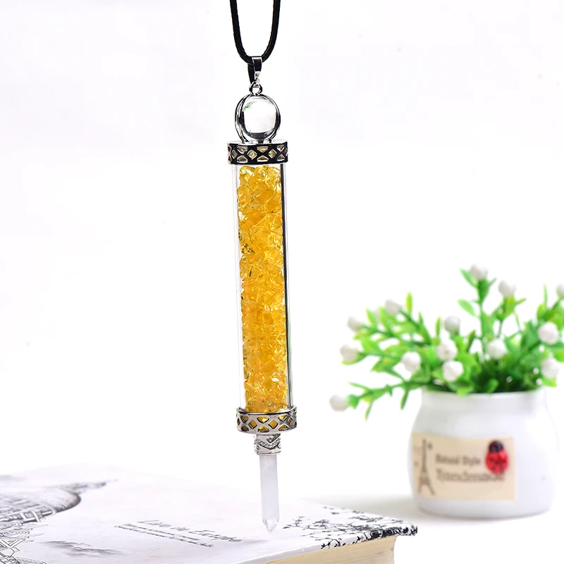 

Healing Charm Necklace Jewelry Pendant Natural Crystal Gravel Raw Crystals Glass Bottle Chakra Quartz Souvenir For Unisex Gifts