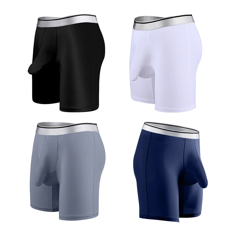 4Pcs/Lot High End Men's Sports Underwear Men's Ice Silk Plus Size Boxer Pants Anti-wear Legs Plus Fat Plus Size Boxers