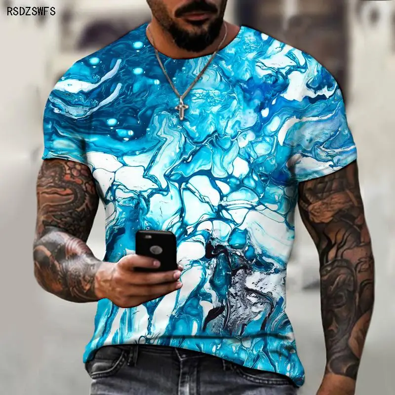 Мужская футболка модная повседневная с цветным принтом рисунком 5XL |