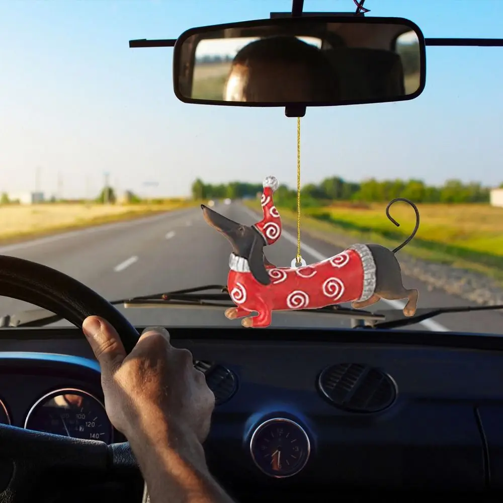 

Dog Xmas Tree Hanging Pendant Hanging Toy Cartoon Acrylic Fun Dog Pendant DIY Car Rearview Mirror Ornament Halloween Festival