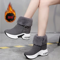 ladies winter warm rabbit fur sports shoes thick soled snow ankle boots womens casual shoes ladies ankle boots new