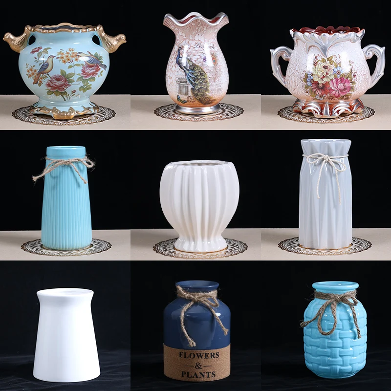 

Vase Decoration living room flower arrangement floor ceramic transparent glass dry flower decoration decoration small fresh Nord