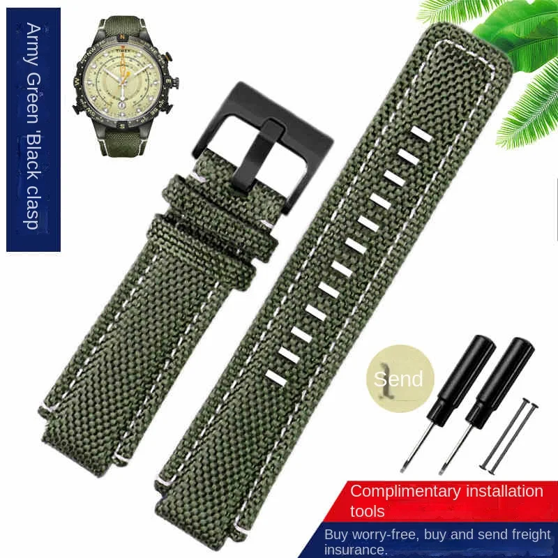 Фото Нейлоновый холщовый ремешок для часов для серии TIMEX Tide T2N721 T2N720 T2N739 TW2T76500 76300 TW2T6400, спортивный водонепроницаемый ремешок-браслет №5