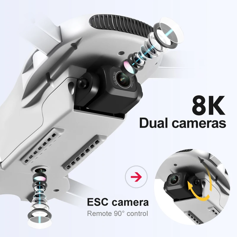 Складной Квадрокоптер LU3 MAX складной Дрон с Wi-Fi GPS двойной камерой 8K HD |