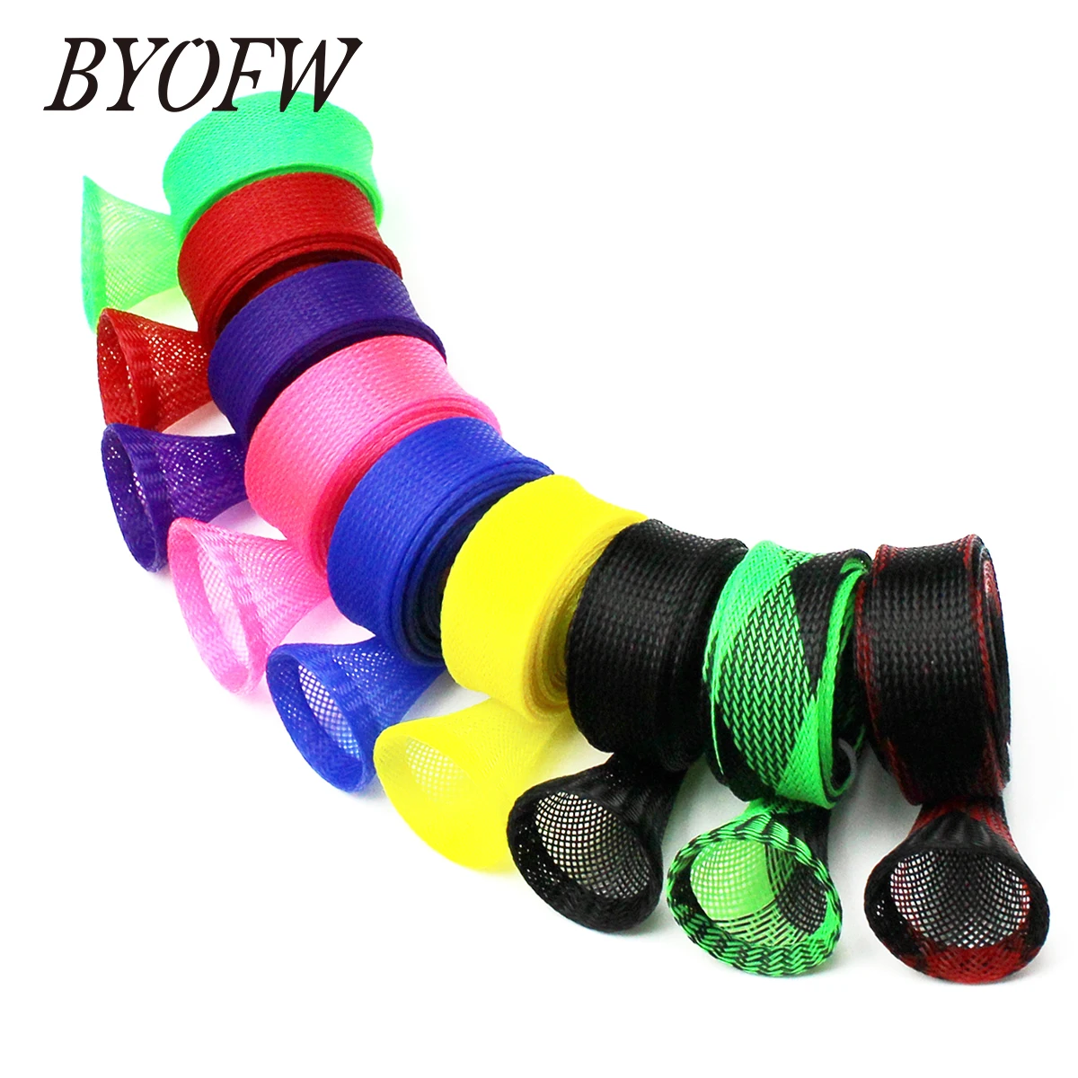 

BYOFW 1 PC 25mm Width Tangle Free Fishing Rod Building Cover Sleeve Braided Mesh Portable Sock Glove Protector DIY Replacement