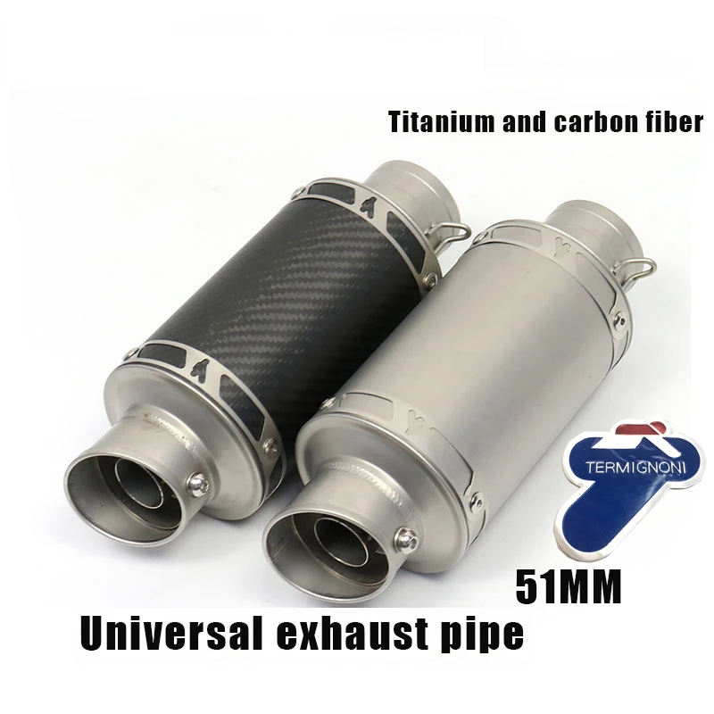 

51 мм углеродный глушитель выхлопных газов для мотоцикла, глушитель дБ для TERMIGNONI Duke 125 390 Cafe Racer Cb650f Xj6 Mt09 Trk502 Cbr600