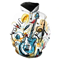 cartoon guitar hoodie 3d printing mens and womens spring sweatshirts multicolor casual hooded streetwear personality dj tops