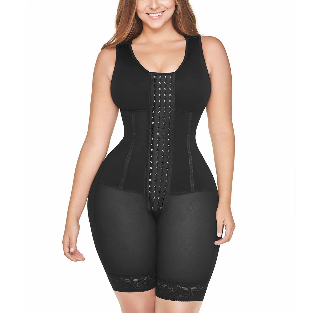 Covered chest sleeveless one-piece body shaper trousers