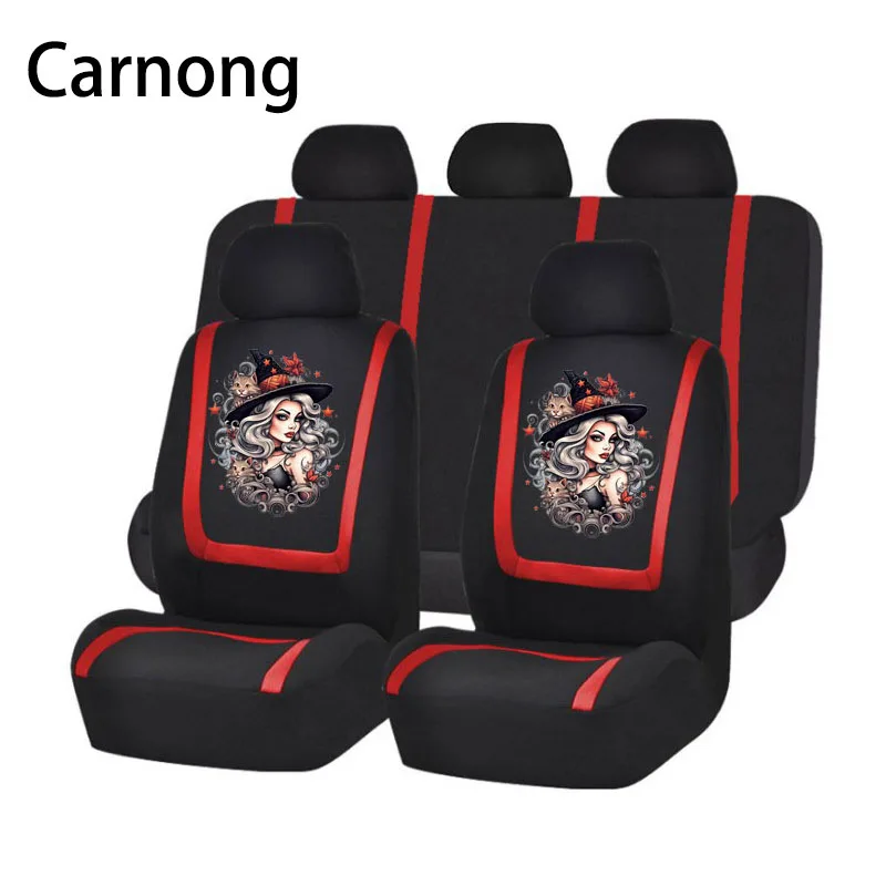 

Carnong Car Seat Cover Universal Size Cartoon Christmas Witch Standard Vehicle Cushion Anti-dirty Protection Auto Accessories