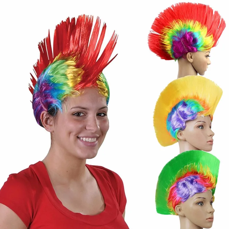 Женский парик для волос Радужный Mohawk в стиле панк маскарадный головной убор
