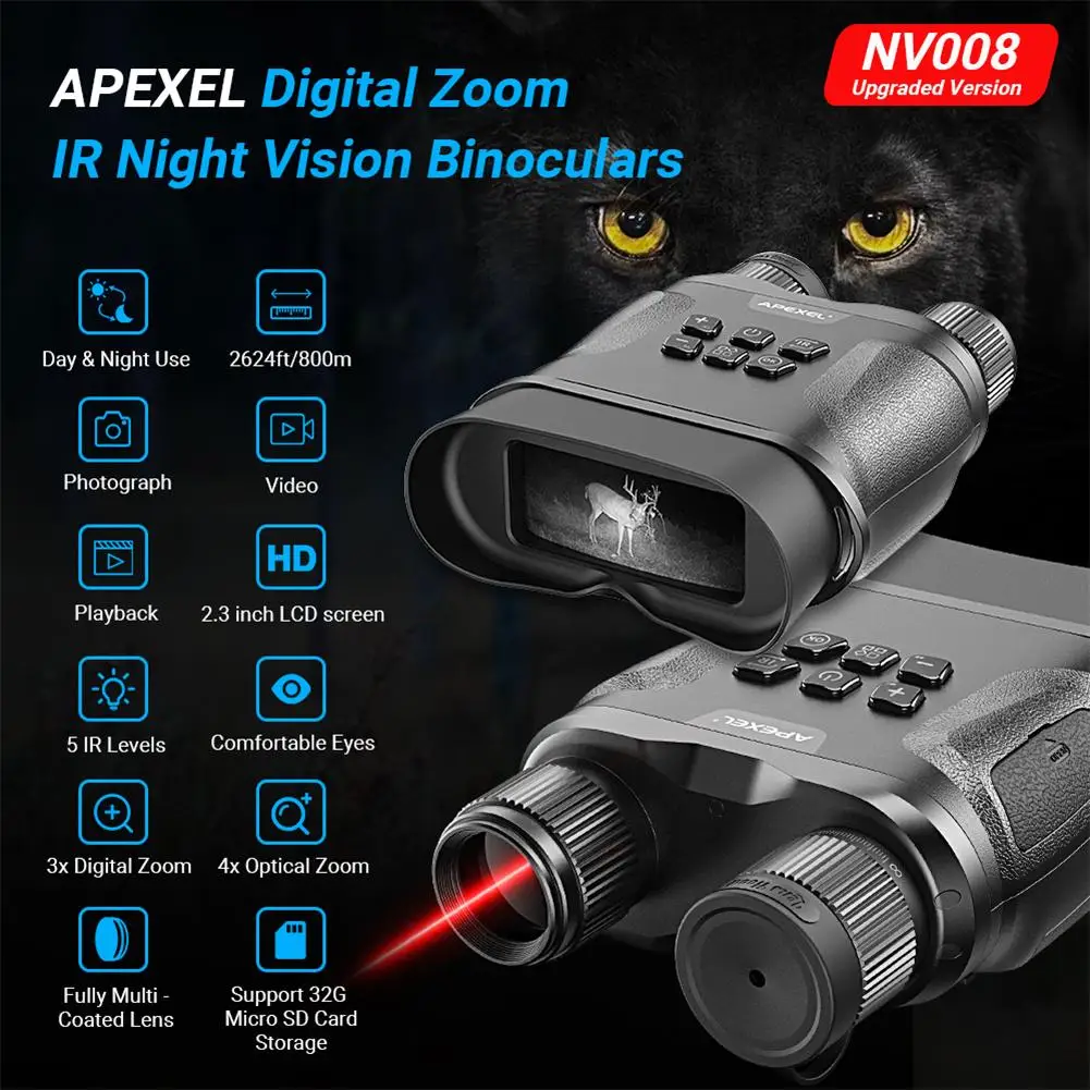 

Nv008 Night Vision Goggles Outdoor HD Infrared Zoom 12X Digital Binoculars For Taking Photos Recording Video for Camping
