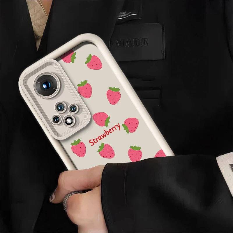 Фото Чехол для телефона с клубничным принтом для Huawei Honor 600 Lite 400 Smart 300 Pro 200 90 Lite 70 50 SE, мягкий силиконовый матовый противоударный чехол №3