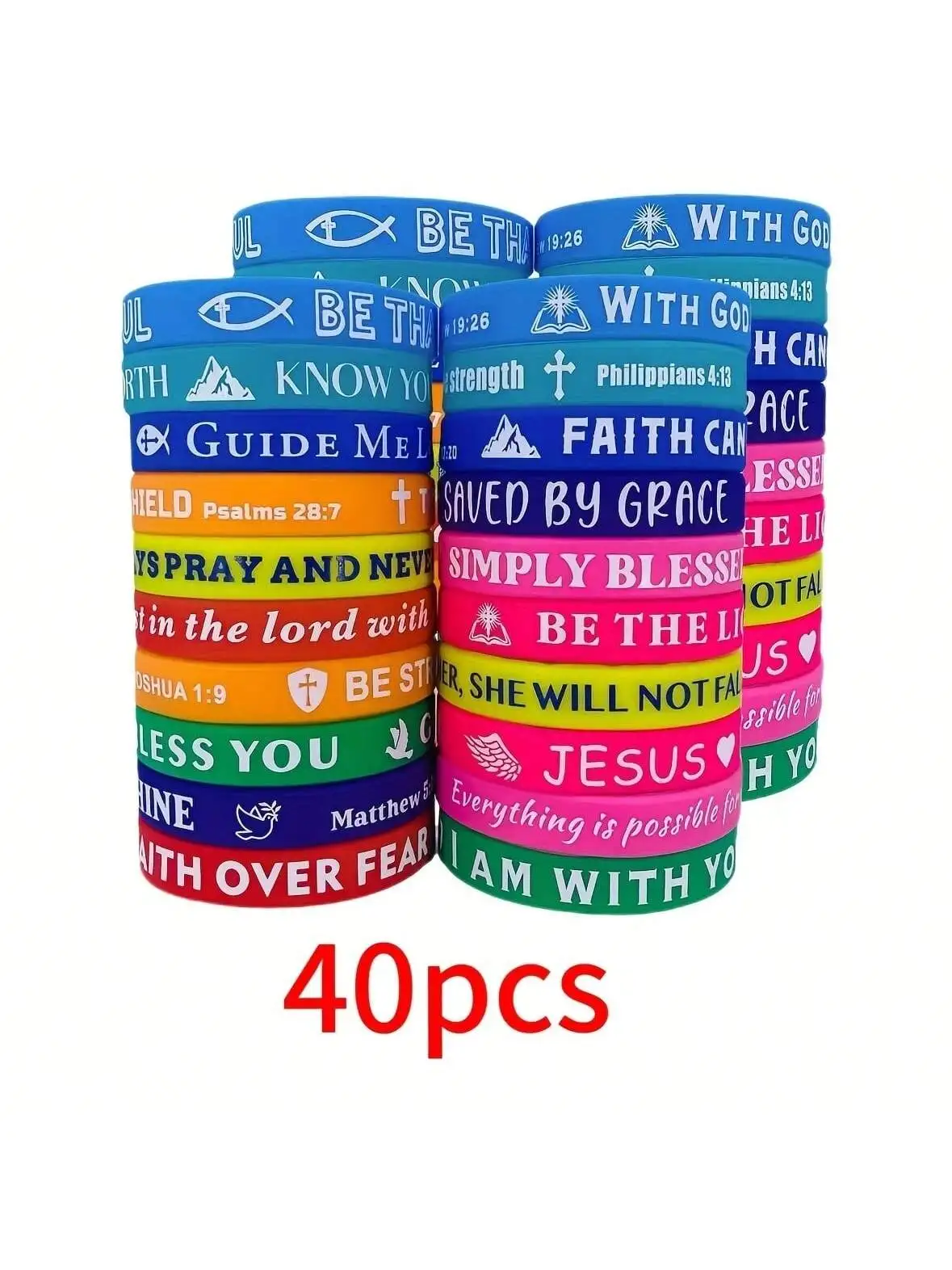 

Силиконовые браслеты с цитатами из Библии