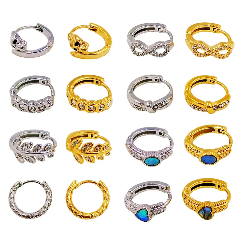 

Snake Flower Leaf Ear Cuff 18G Eye Eight Shape Zircon Steel Piercing Ear Clip for Women Men Cartilage Earrings Cuff Jewelry