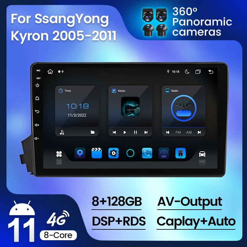 

Android system 8G+128G Car Radio For SsangYong Kyron 2005-2011 video players CarPlay Android Auto GPS 2din SWC WIFI DSP 4G