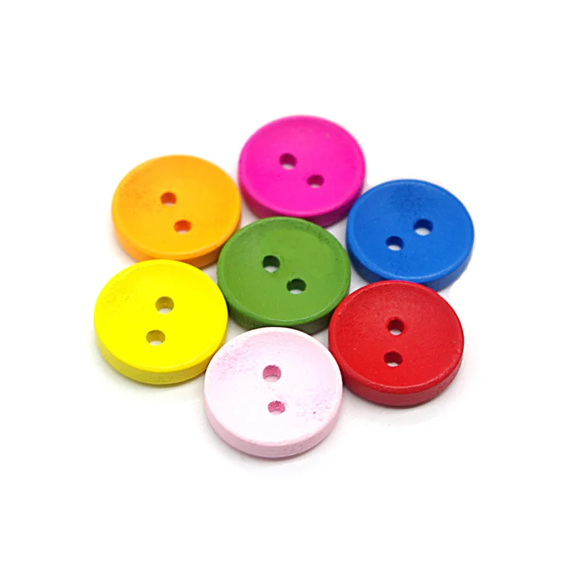 

15mm Wooden Buttons Scrapbook 2-Holes Seven Colors buttons for clothing sewing supplies buttons for crafts sewing accessories