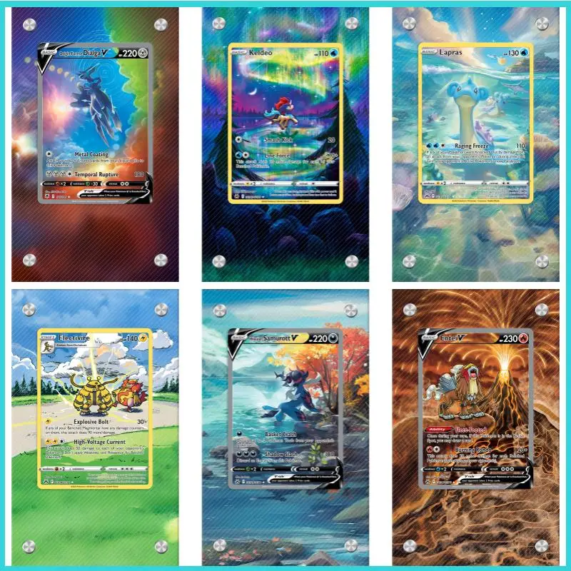 Фото Карты с покемонами, кирпич PTCG Lapras Keldeo Electivire Dialga Entei Raikou, аниме-игра, подарок, акриловый защитный чехол, игрушка «сделай сам» №1