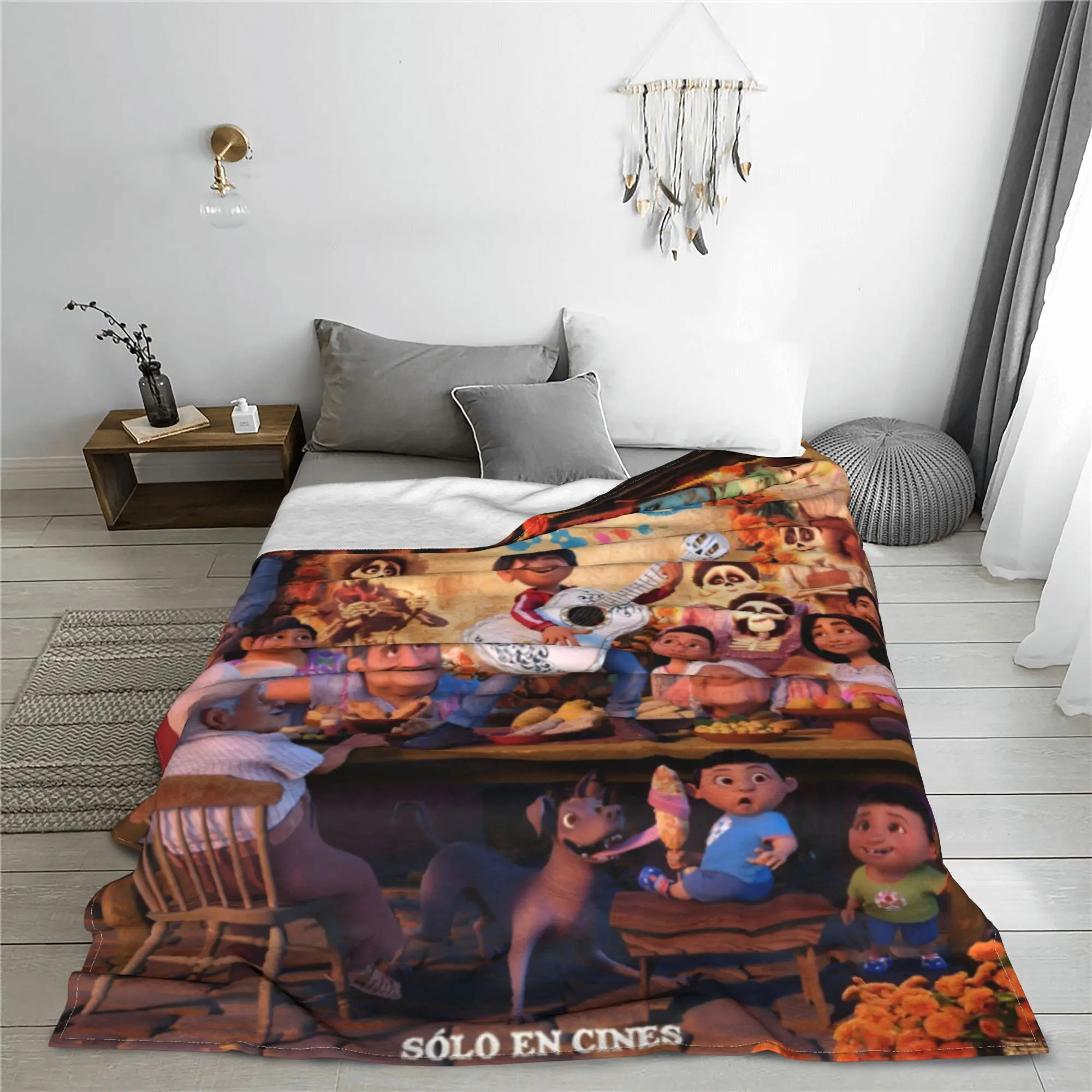 C-Coco День мертвых мультяшные вязаные одеяла флисовая гитара с благодарностью