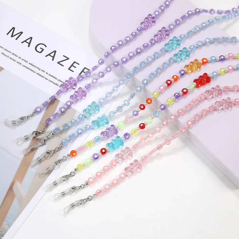

Fashion Glasses Chain For Children Cute Bear Sunglasses Lanyard Holder Anti-lost Mask Strap Hang On Neck Eyewear Jewelry Gift