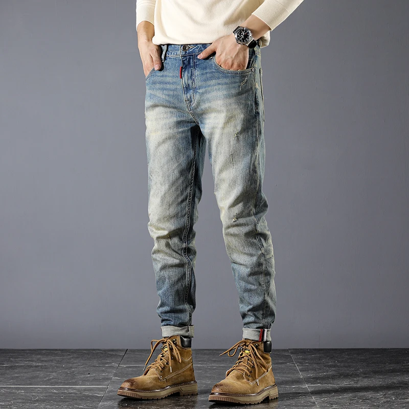 Джинсы мужские прямые свободного покроя уличная одежда Корейская версия ретро