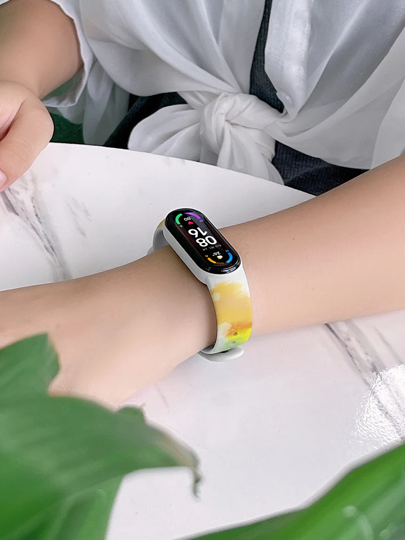 For Mi Band 7 6 5 4 3 Strap Silicone Trend Printing Blet Pattern XiaoMI 5 6 4 Watch Band Bracelet Smart Sports Fitness Wristband