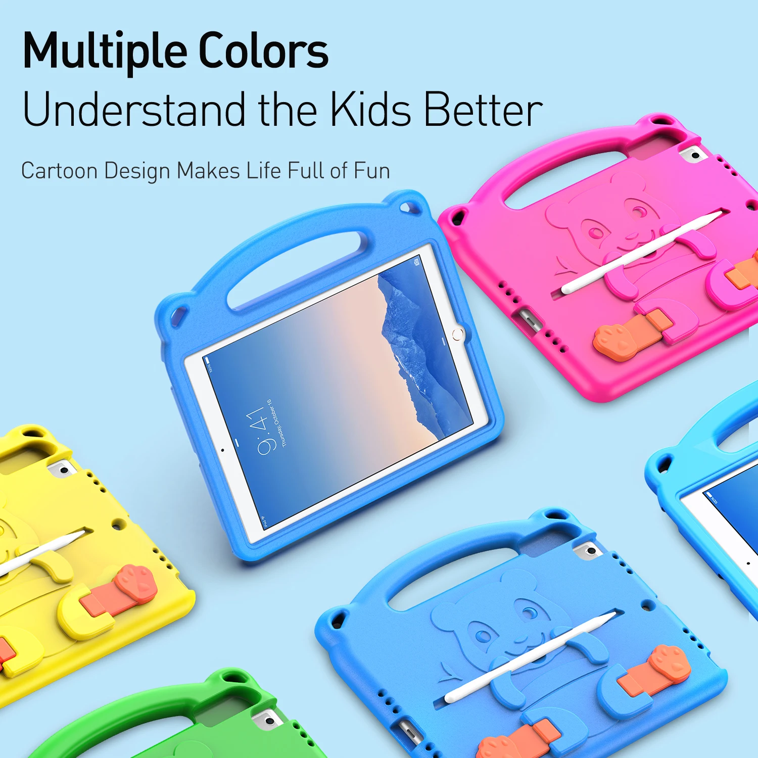 

Newest Kids Case For Ipad 9.7 2017 2018 Panda Series With Stand Cover Funda For Ipad 9.7 2017 2018 Protecting Case