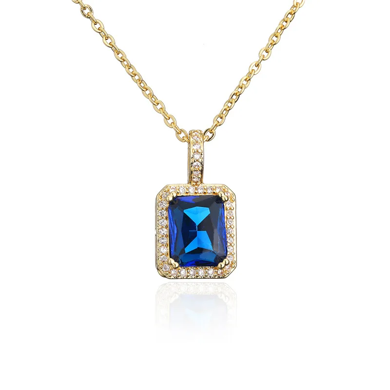 

Высококачественное красное и зеленое пятицветное квадратное циркониевое ожерелье медная невыцветающая дизайнерская характерная цепь для...