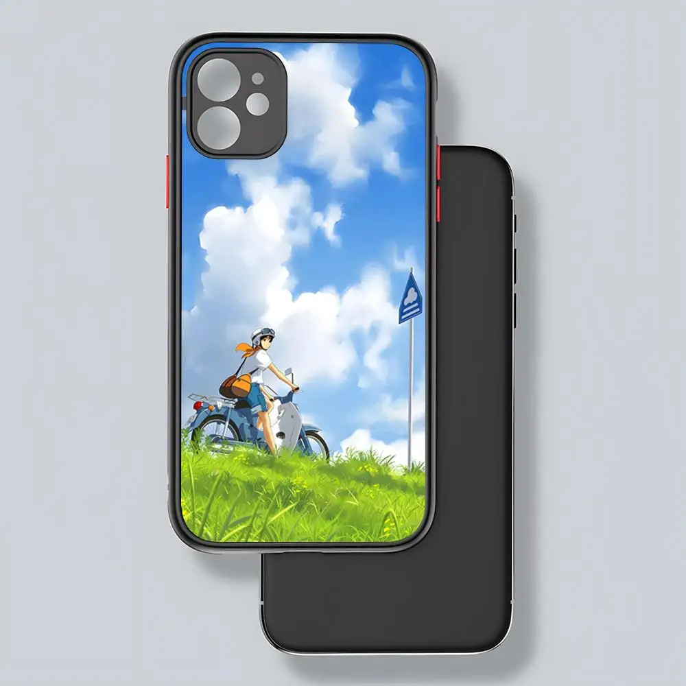 Чехол для телефона с подъемом ветра в стиле аниме матовый прозрачный 16 15 iPhone 12 11 13