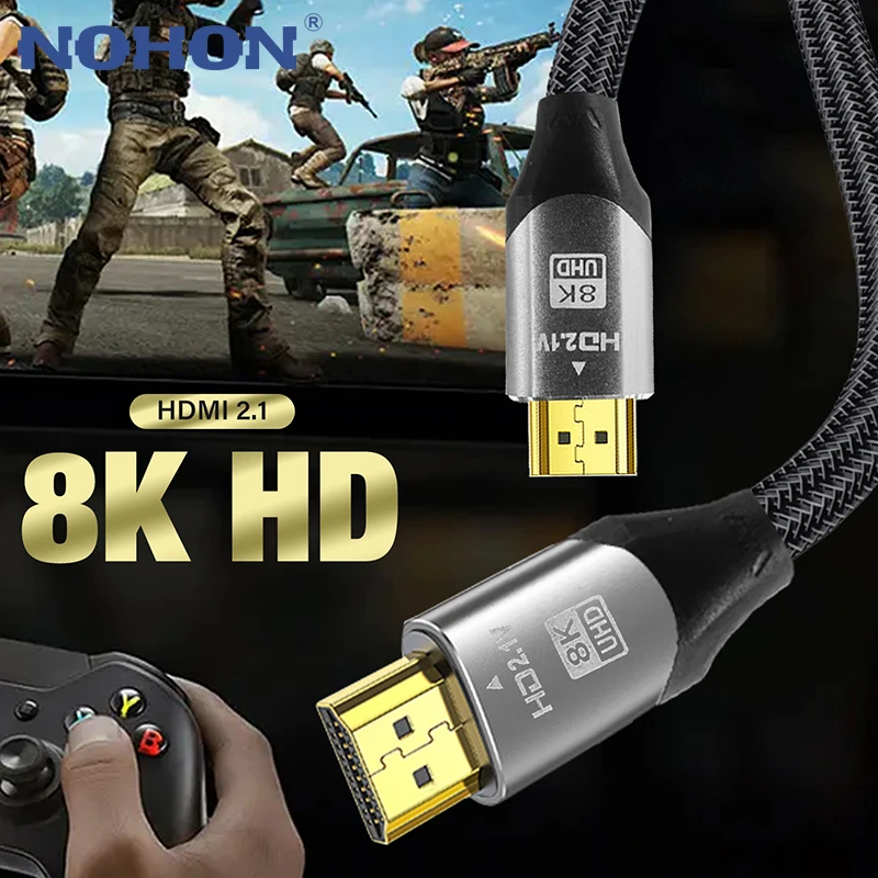 

8K HDMI-совместимый кабель для PS5 XBox, переключатель для ТВ-приставки Xiaomi, ноутбука 8K @ 60 Гц 4K/120 Гц 48 Гбит/с, высокоскоростной HDMI 2,1 видеокабель 5 м 8 м