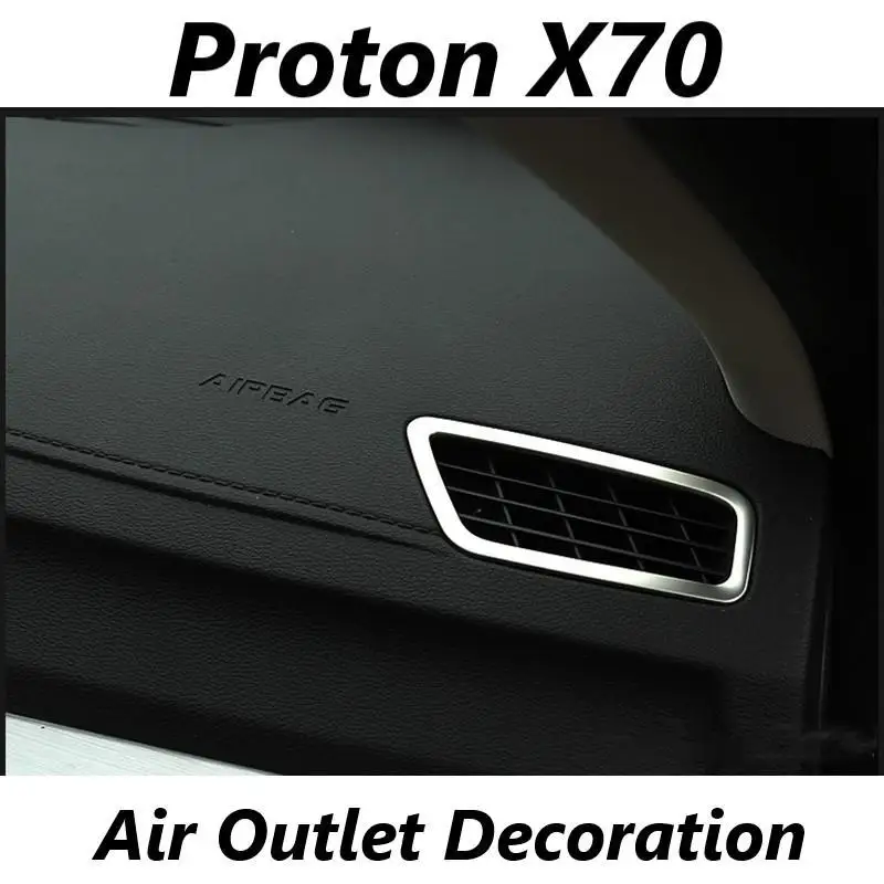 

2Pcs Car Interior Chrome Cover Air Outlet Decoration Vent Trim Frame Sticker for Proton X70 2017-2019 Car Accessories