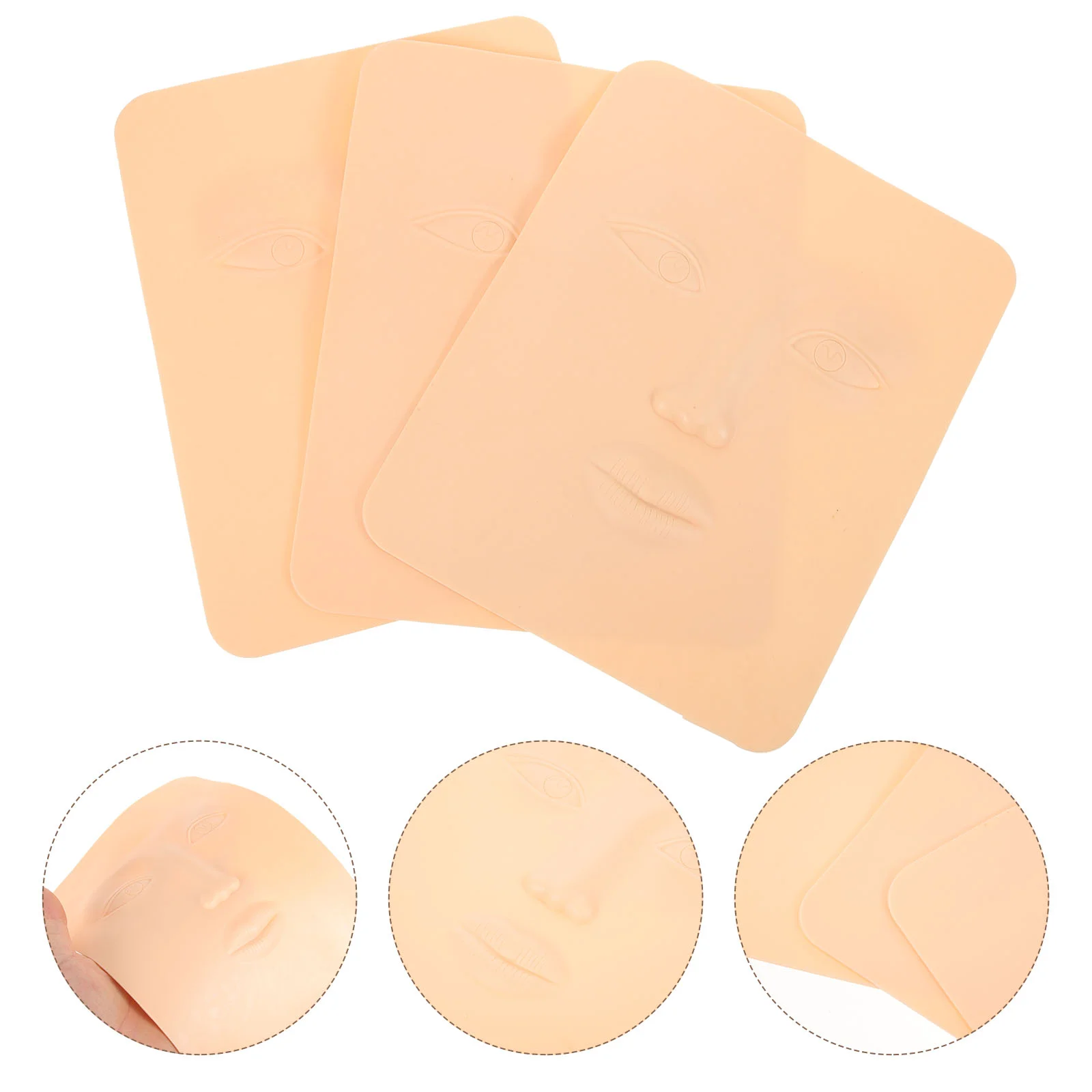 

3pcs Practice Skin Models Makeup Training Fake Skin Silicone 3D Human Face for Beginners