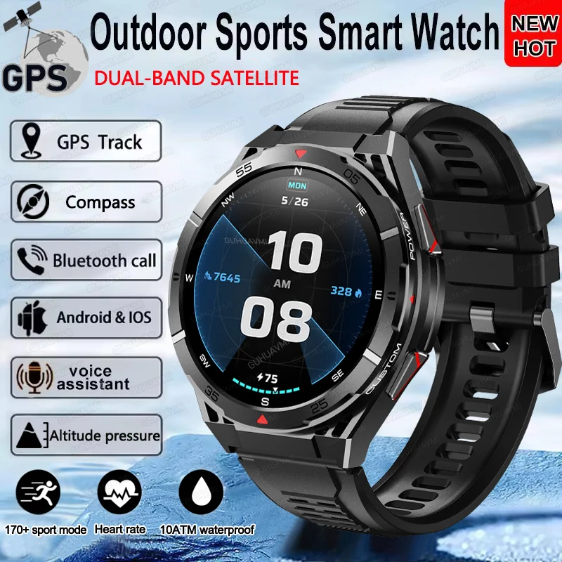 2025Новые уличные GPS Bluetooth-смарт-часы для мужчин 1 43-дюймовый AMOLED HD-экран 10ATM