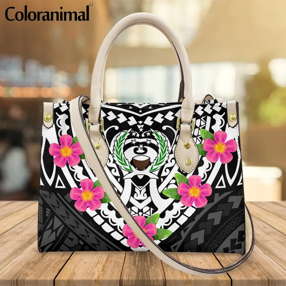 

Coloranimal 2022 New Lady PU Leather Shoulder Bag Flag of Pohnpei Polynesian Plumeria Print Crossbody Bag for Women Tote Handbag