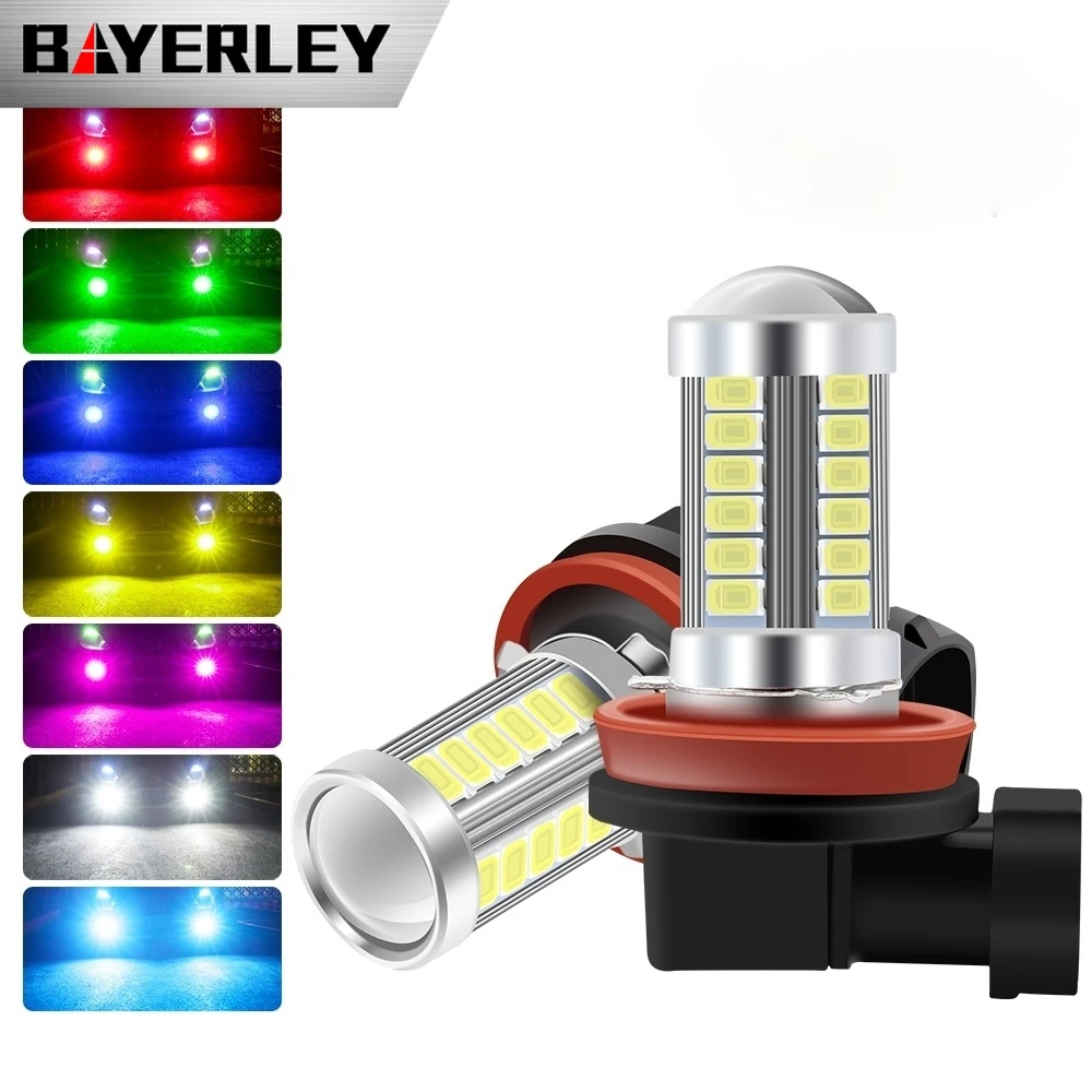 

LED Fog Lights H11 H8 H4 H7 9005 9006 LED Bulbs 33SMD 5730 Car DRL Extremely Bright 6000K White/Amber/Red/Blue/Pink/Green-2pcs