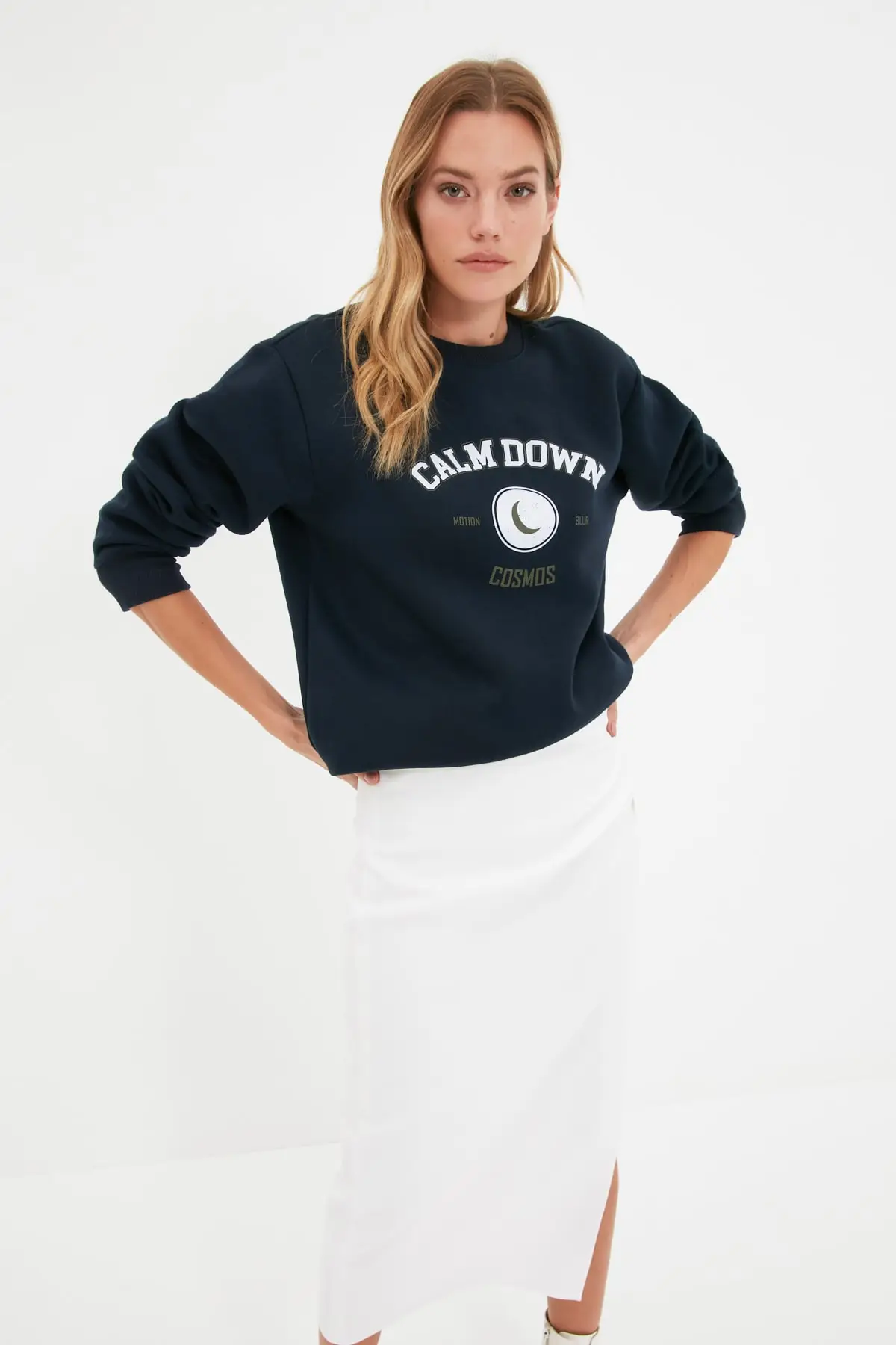 

Trendyol Printed Şardonlu Boyfriend Knitted Sweatshirt TWOAW22SW1853
