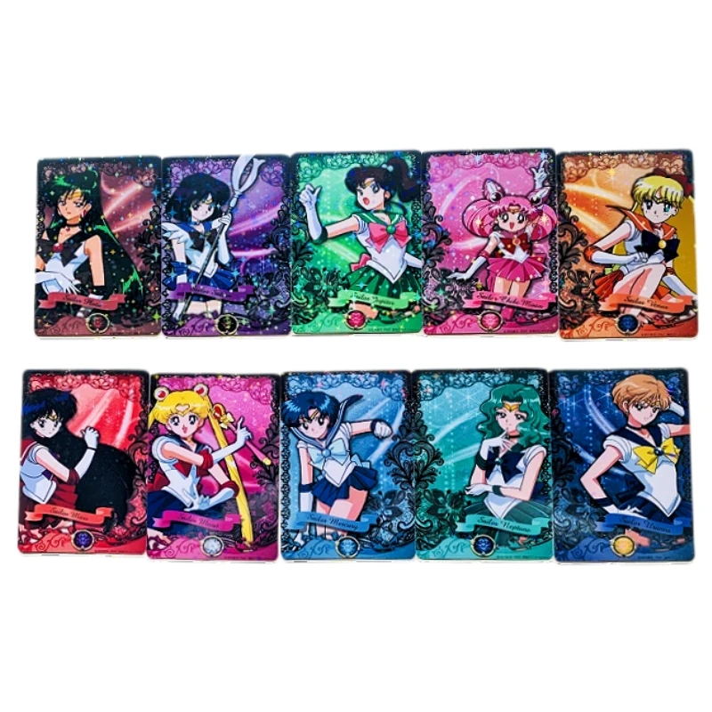

10pcs/set Sailor Moon Animation Characters Ten Fighters Tsukino Usagi Hino Rei Flash Card Classics Anime Collection Cards Toy