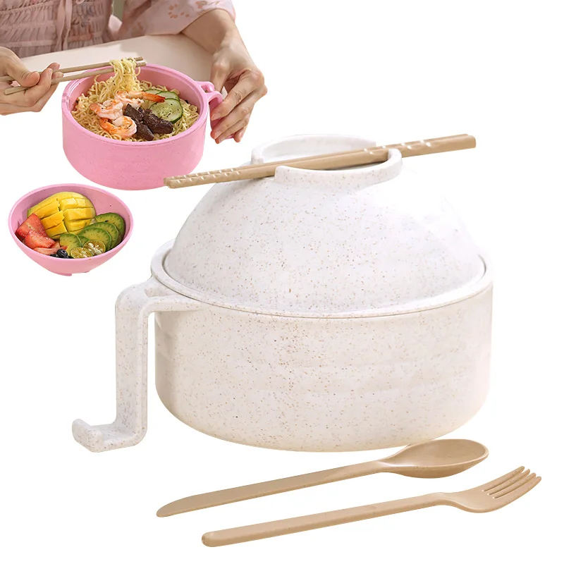 Миска для лапши быстрого приготовления пищевая миска слива воды Lamian с крышкой