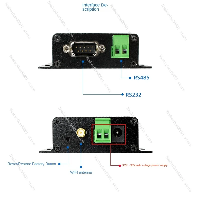 Последовательный сервер с Wi-Fi RS232/485 на модуль Ethernet промышленный класс Modbus RTU/TCP