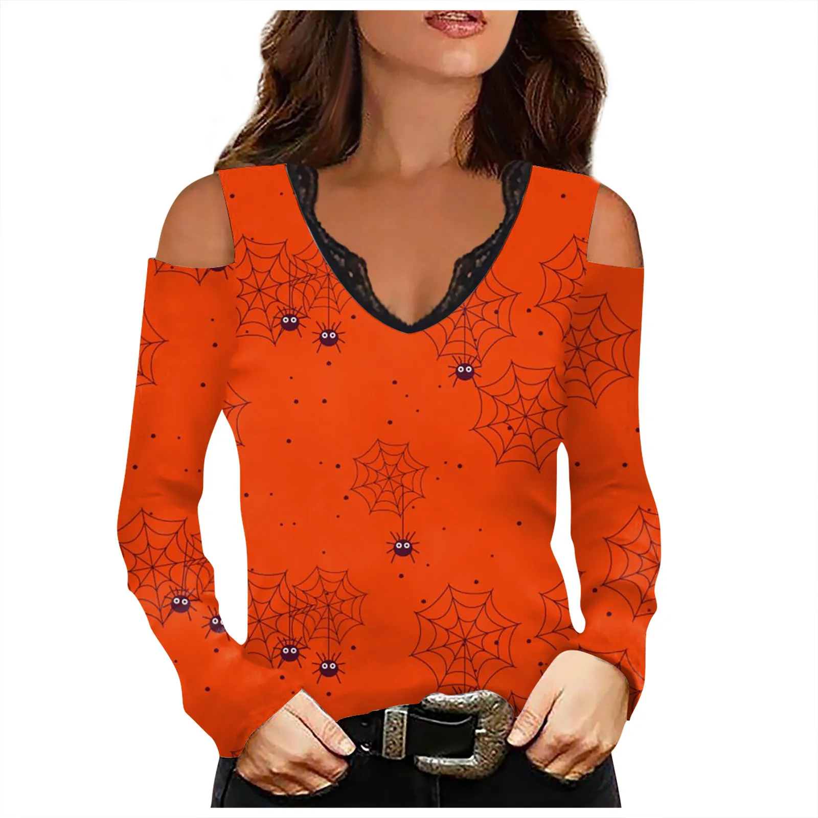 

Женская Повседневная футболка с длинным рукавом и V-образным вырезом