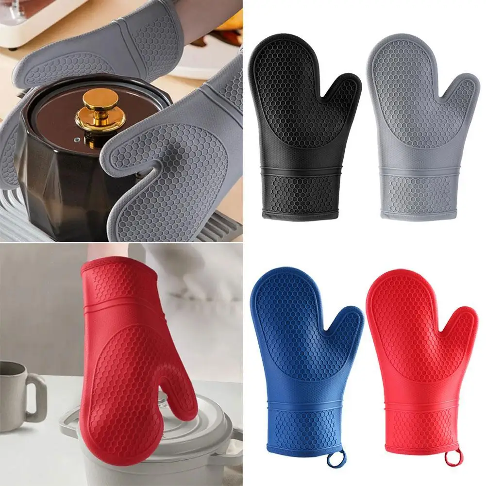

1pc Insulated Oven Gloves Silicone Heat-proof Gloves Oven Mitts Microwave Oven Baking Tools Household Kitchen Bar Bakeware