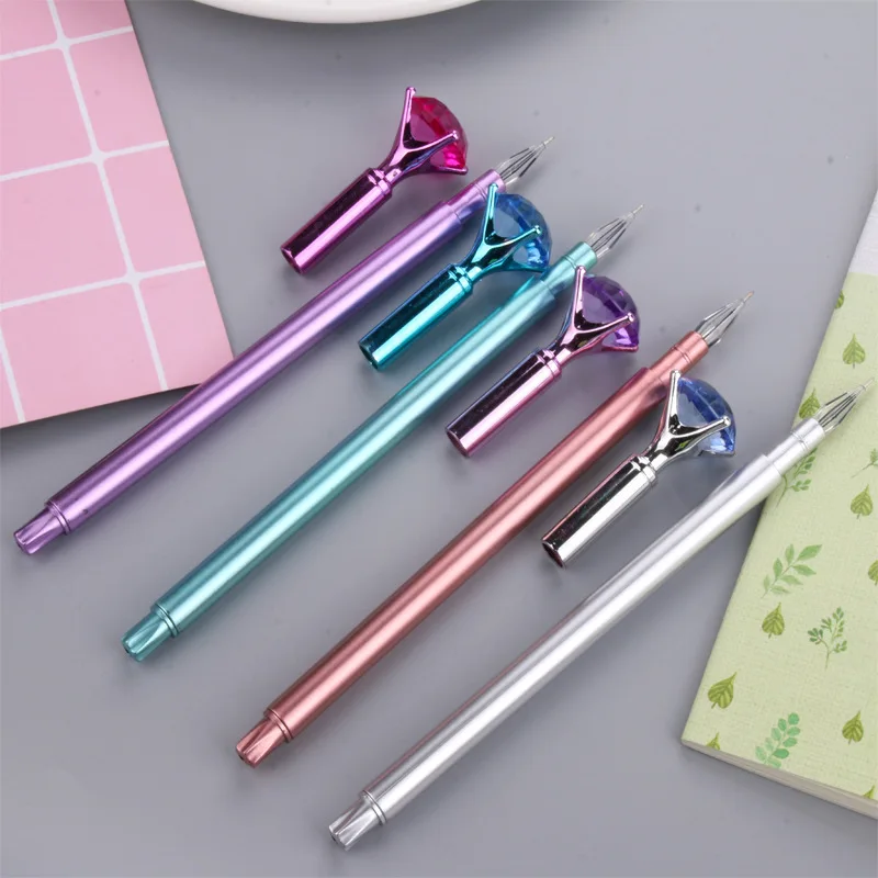 

20Pcs 4 Colors Pen Big Gem Metal Ballpoint With Large Diamond Crystal Pen School Office Supplies Students Gift Award