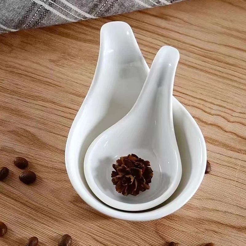 Креативная посуда белая керамическая тарелка для соуса икры с короткой ручкой