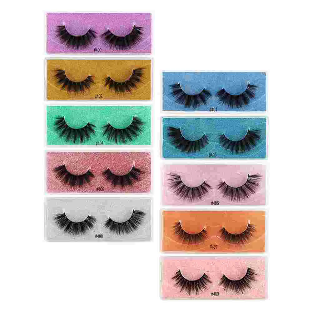 

10 Pairs False Lashes 3D Imitated Mink Hair Lashes Makeup Fake Lashes Dense Eyelashes for Lady Girl Home