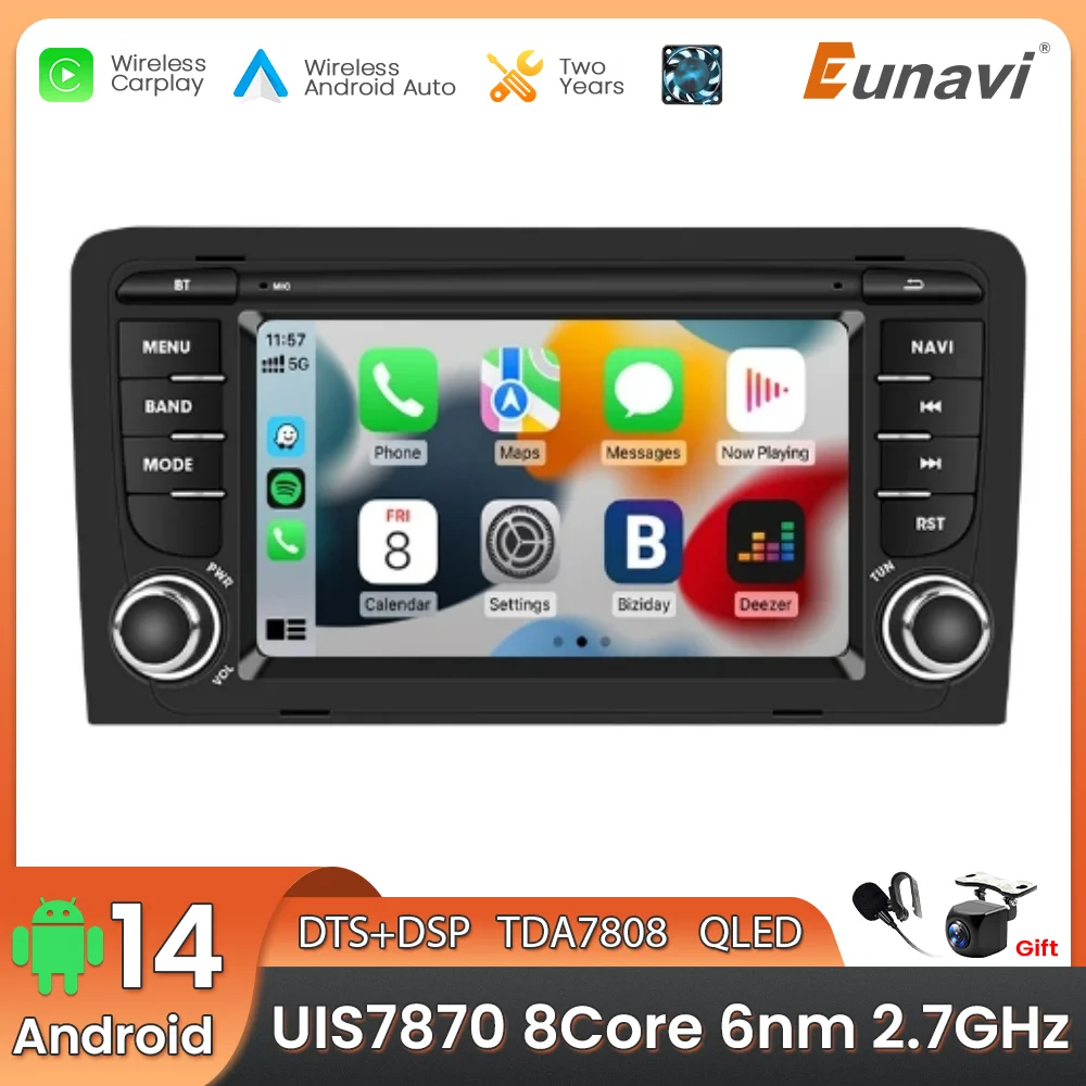 Фото 7-дюймовый Android-радио для Audi A3 8P 2003-2012 S3 RS3 Carplay Автомобильный мультимедийный RDS GPS 2din Авторадио AI Voice 8 ядер 7870 №1