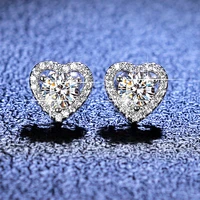 moissanite stone earrings s925 silver heart shaped love moissanite drill tremella nail source factory accessories jewelry