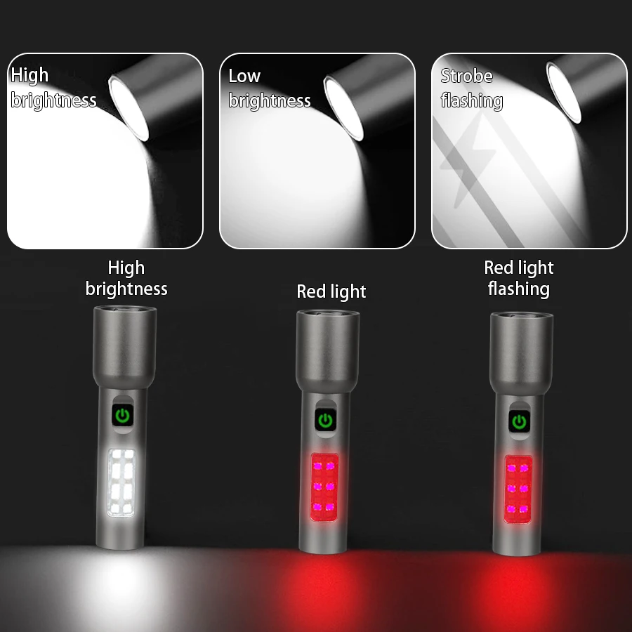 Ультра яркий портативный светодиодный фонарик Type-c перезаряжаемый боковой