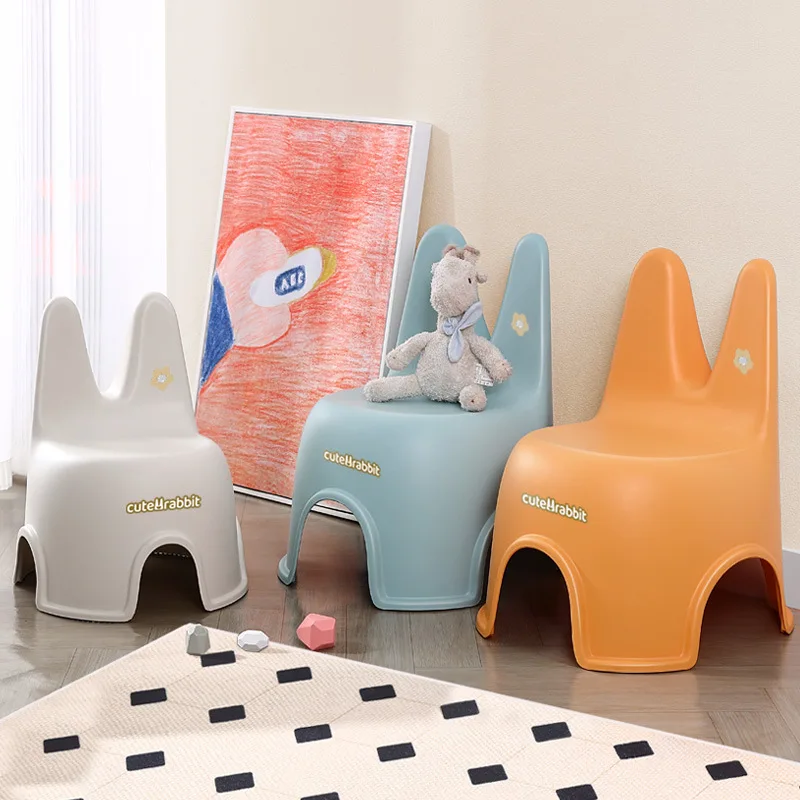 

Children's small stool plastic cute rabbit stool baby cartoon armchair kindergarten home superposition small chair.